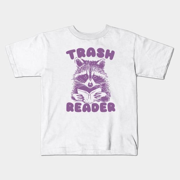 Trash Reader / Bookish Raccoon Shirt / Trash Reader Romance Goblincore Fan / Gift For Book Lover / Funny Trash Panda Kids T-Shirt by Justin green
